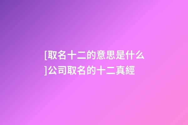 [取名十二的意思是什么]公司取名的十二真經-第1張-公司起名-玄機派